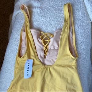 pacsun yellow one piece swimsuit